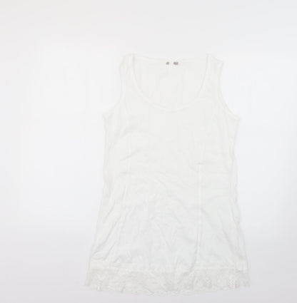 Womens UK Size 10 Preworn White Basic T-Shirt