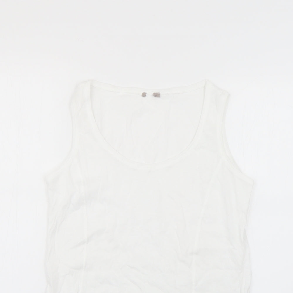 Womens UK Size 10 Preworn White Basic T-Shirt