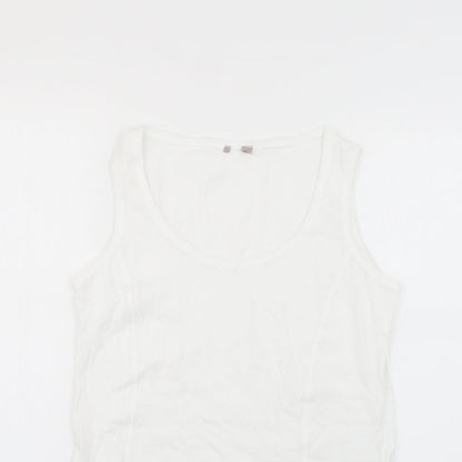 Womens UK Size 10 Preworn White Basic T-Shirt