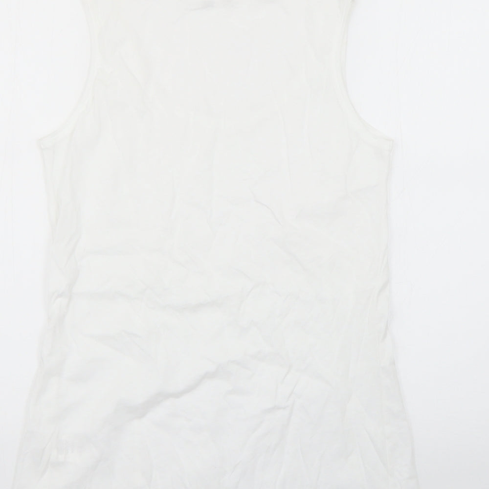 Womens UK Size 10 Preworn White Basic T-Shirt