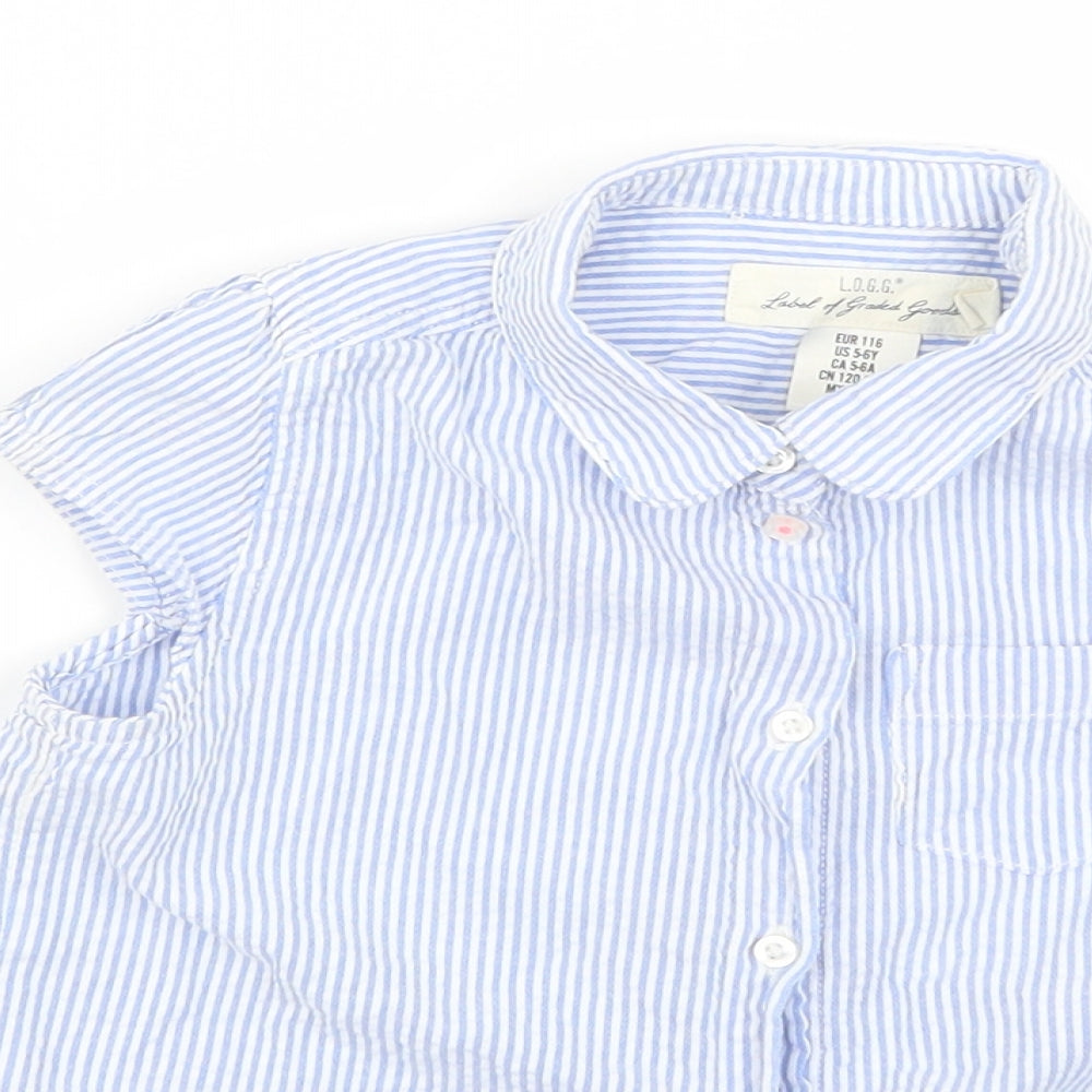 Logg Girls Blue Striped  Basic Button-Up Size 5-6 Years