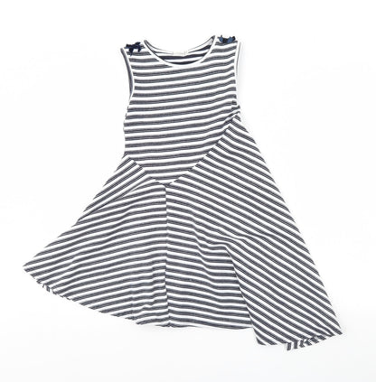 kite & cosmic Girls White Striped  Fit & Flare  Size 8 Years