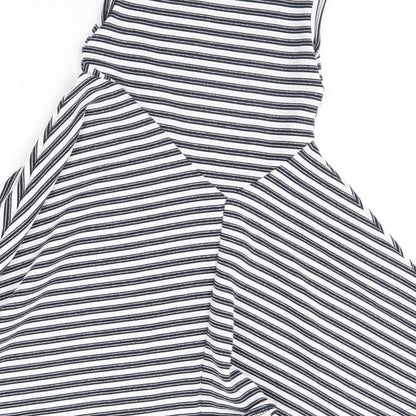 kite & cosmic Girls White Striped  Fit & Flare  Size 8 Years