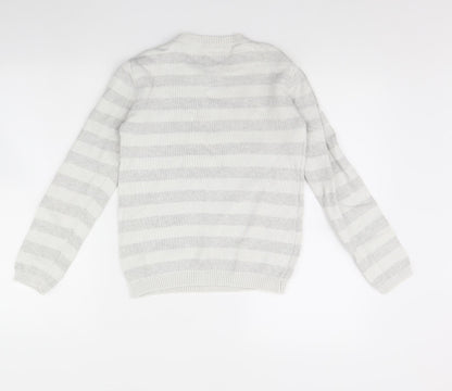 Nutmeg Girls Grey Striped  Pullover Jumper Size 12 Years  - Unicorn