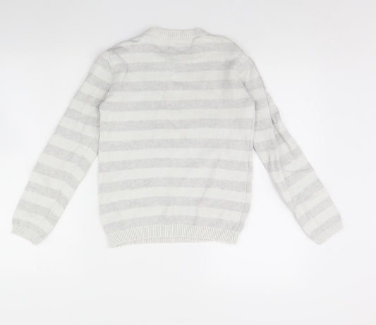 Nutmeg Girls Grey Striped  Pullover Jumper Size 12 Years  - Unicorn