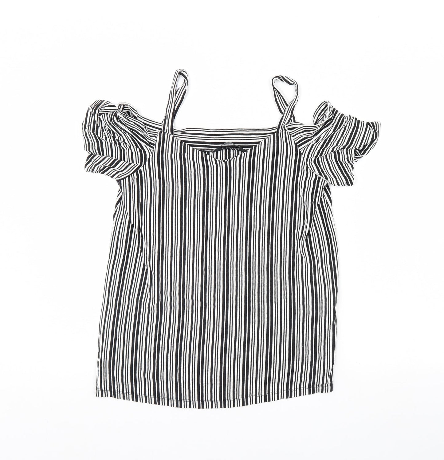 F&F Womens Black Striped  Basic Blouse Size 10