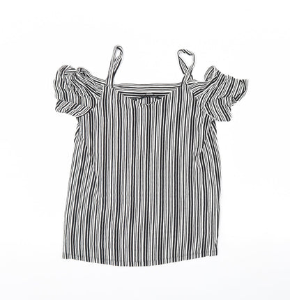 F&F Womens Black Striped  Basic Blouse Size 10