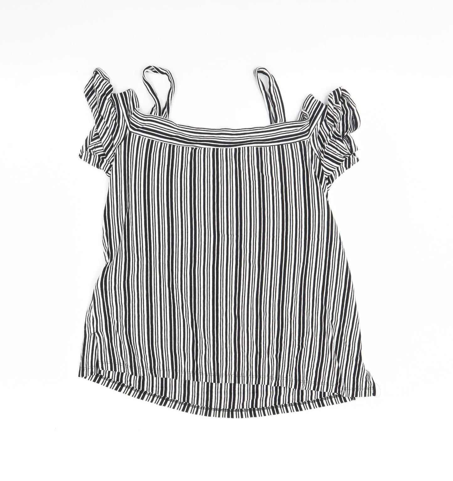 F&F Womens Black Striped  Basic Blouse Size 10