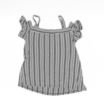 F&F Womens Black Striped  Basic Blouse Size 10