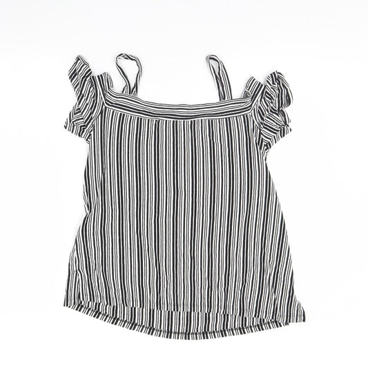 F&F Womens Black Striped  Basic Blouse Size 10