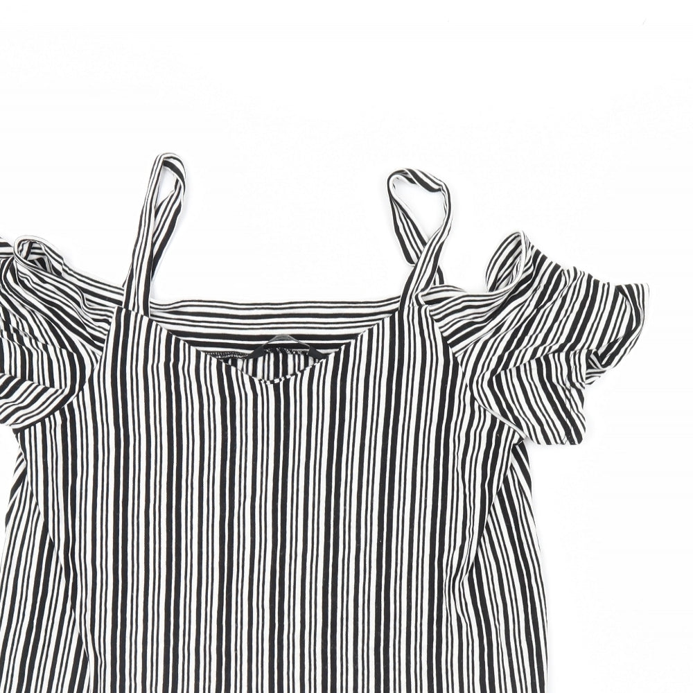 F&F Womens Black Striped  Basic Blouse Size 10