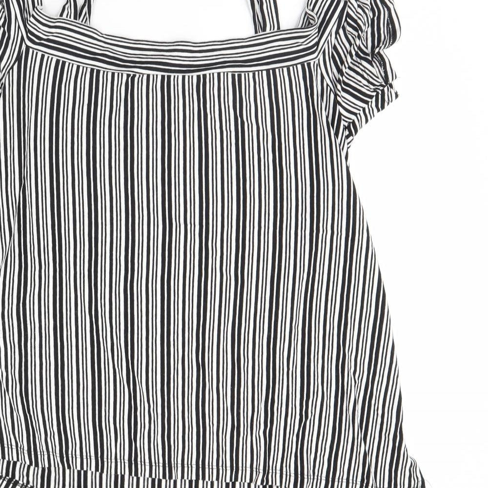 F&F Womens Black Striped  Basic Blouse Size 10