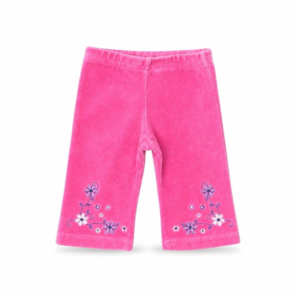 Front view of Baby Mac girls’ pink corduroy track pants trousers, size 3-6, months