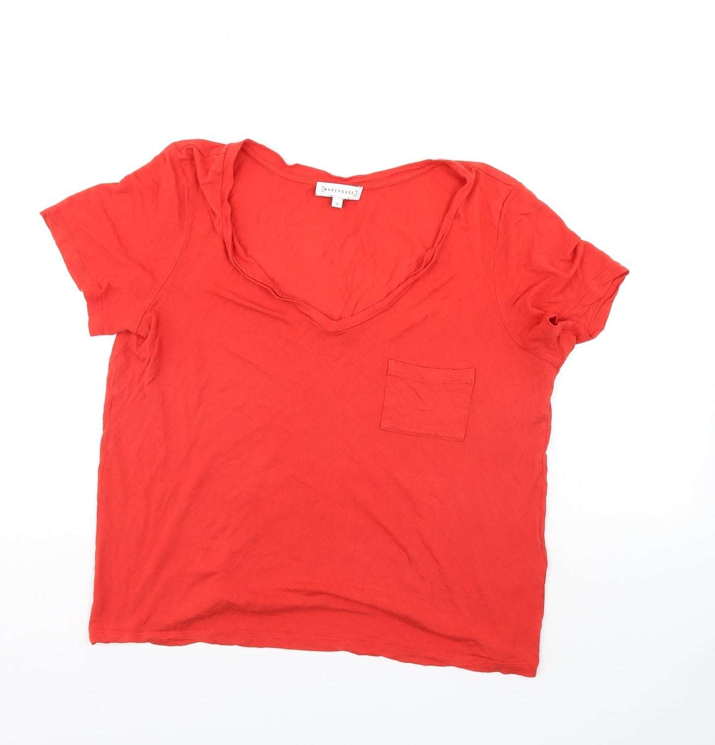 Womens UK Size 12 Warehouse Orange Basic T-Shirt