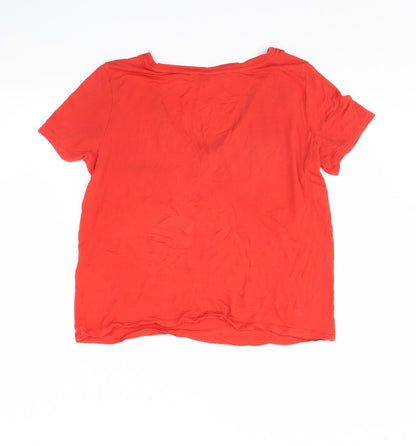 Womens UK Size 12 Warehouse Orange Basic T-Shirt