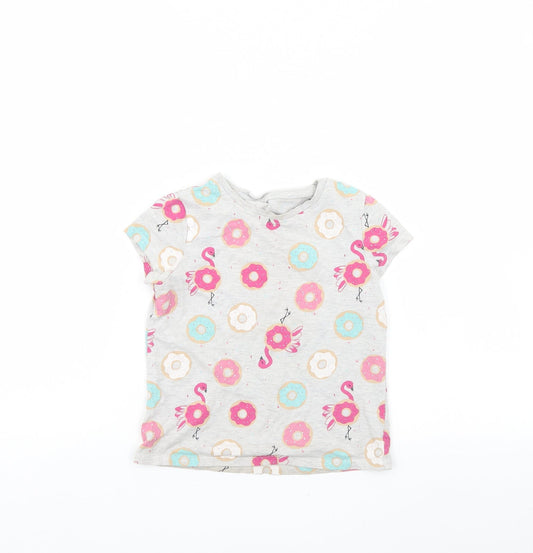 George Girls Grey Spotted  Basic T-Shirt Size 6 Years  - Doughnuts