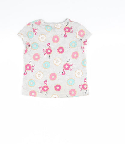 George Girls Grey Spotted  Basic T-Shirt Size 6 Years  - Doughnuts