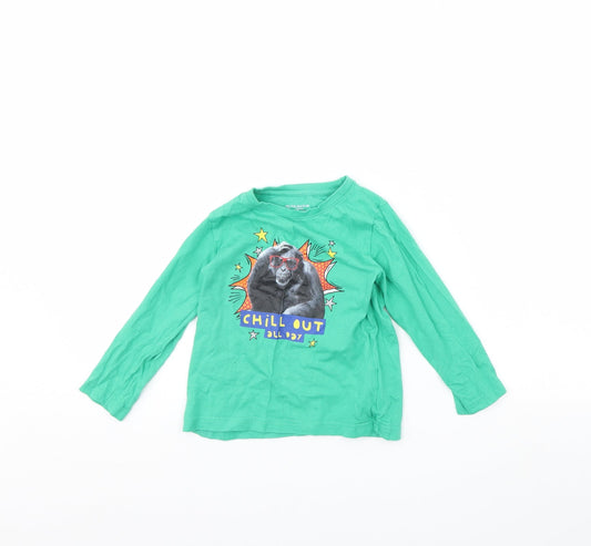 Primark Boys Green   Basic T-Shirt Size 3 Years  - Monkey