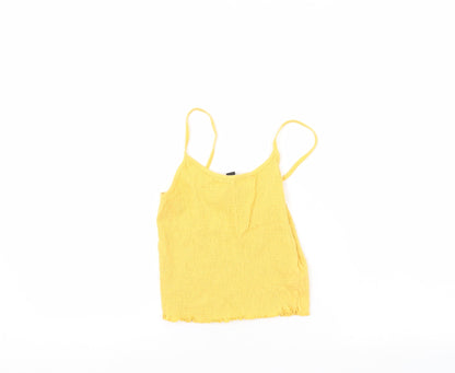 Womens UK Size 8 New Look Yellow Basic Tank