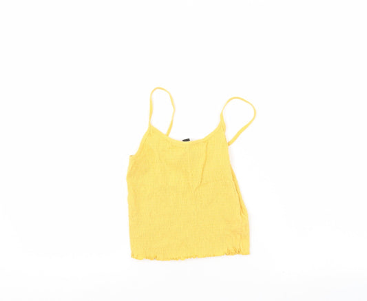 Womens UK Size 8 New Look Yellow Basic Tank