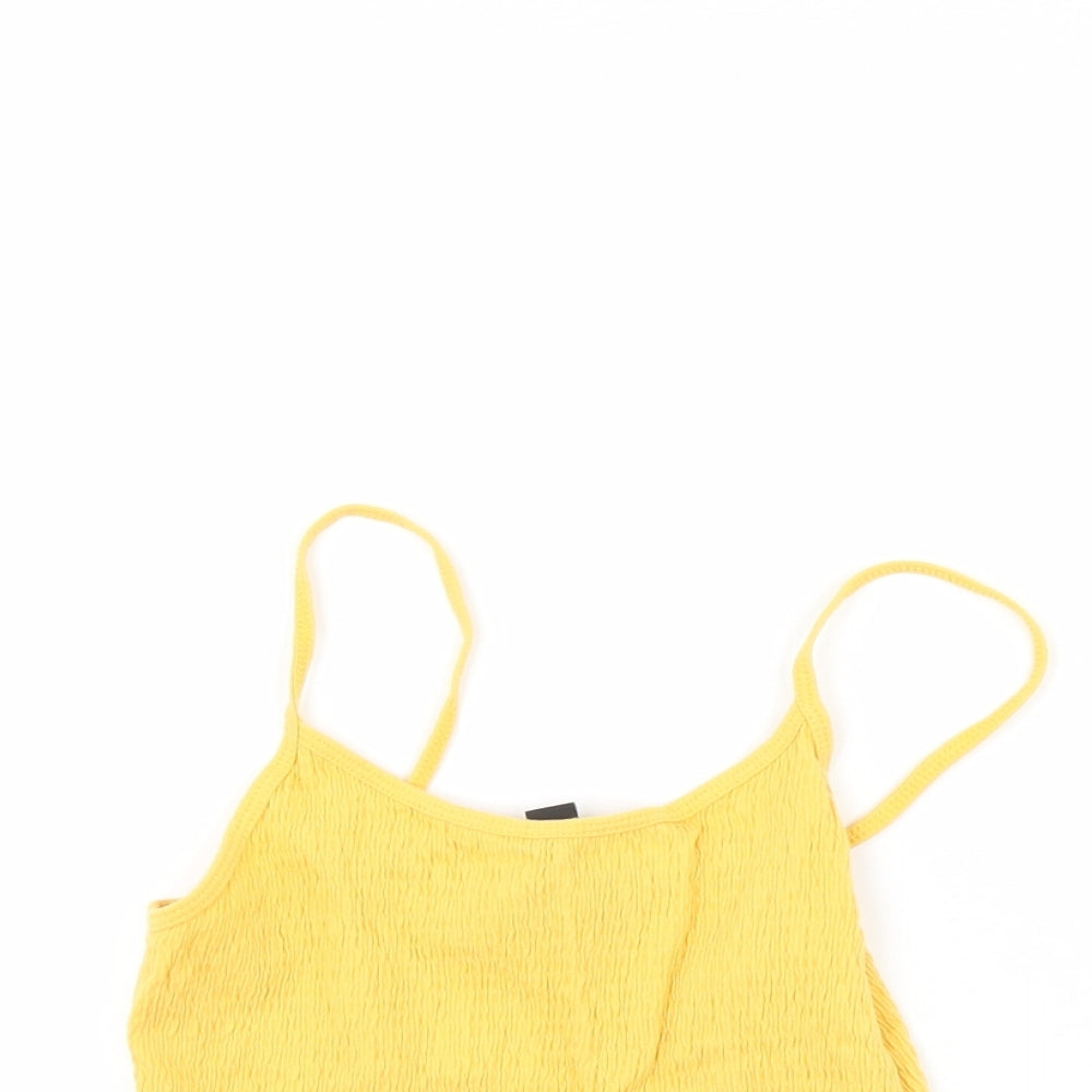 Womens UK Size 8 New Look Yellow Basic Tank