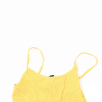 Womens UK Size 8 New Look Yellow Basic Tank