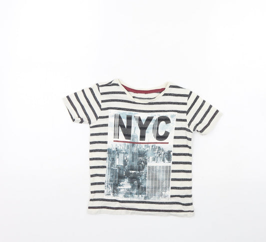George Boys Ivory Striped  Basic T-Shirt Size 3 Years  - NYC