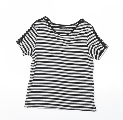 BM Womens Black Striped  Basic Blouse Size M