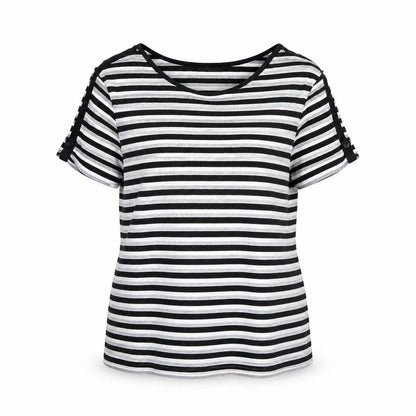 BM Womens Black Striped  Basic Blouse Size M