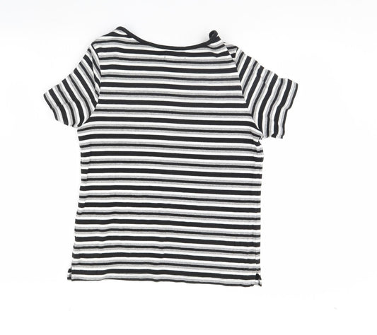 BM Womens Black Striped  Basic Blouse Size M