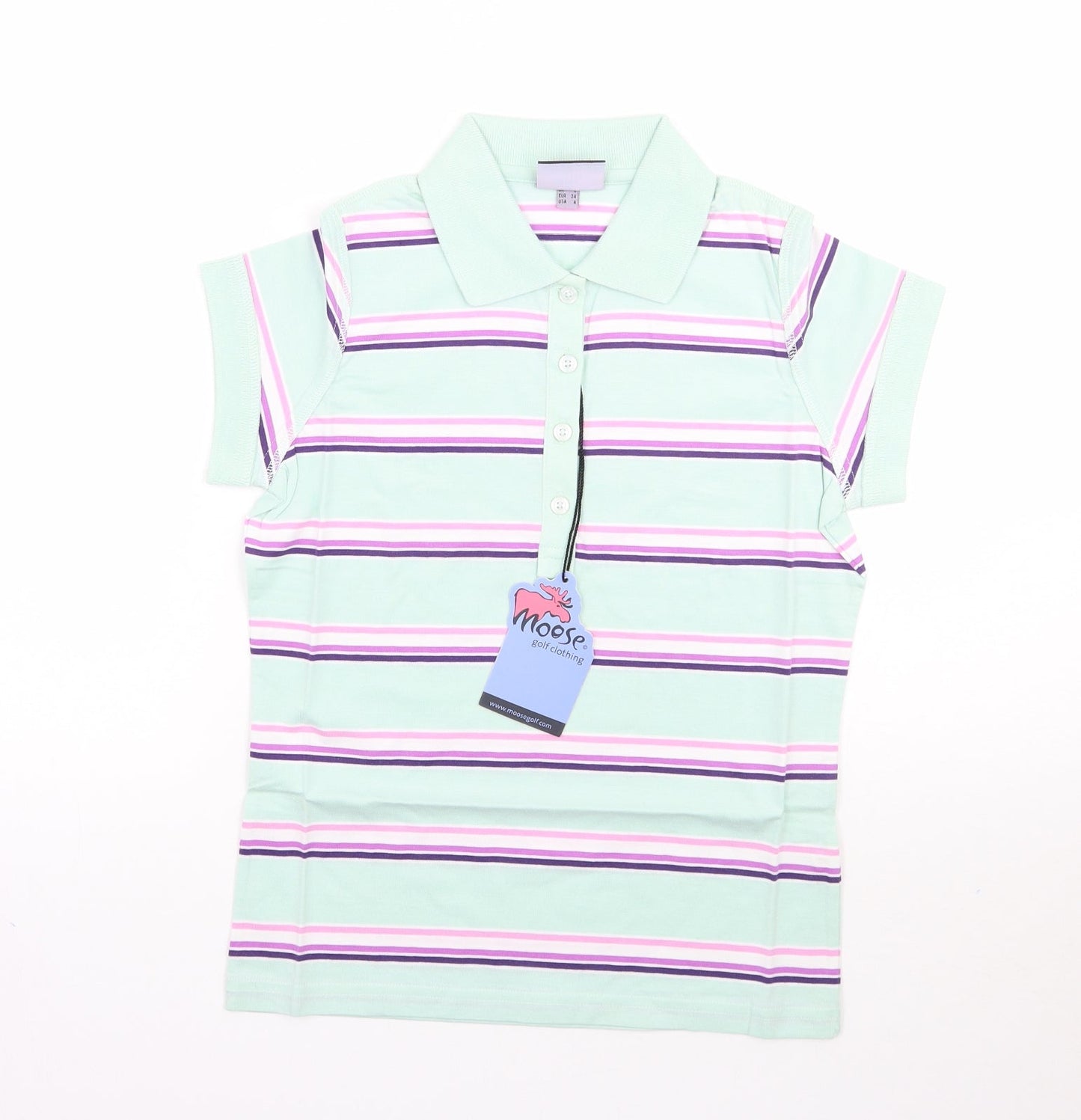 Womens UK Size 8 Moose Green Basic Polo