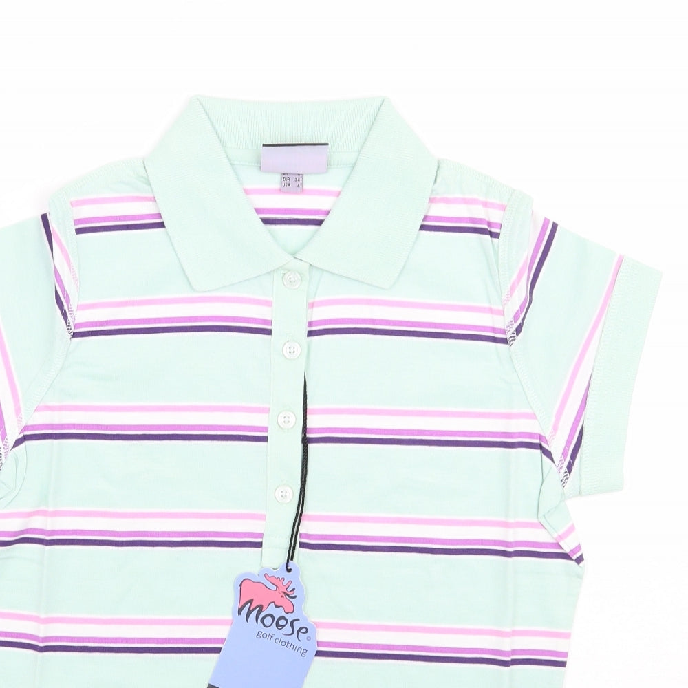 Womens UK Size 8 Moose Green Basic Polo