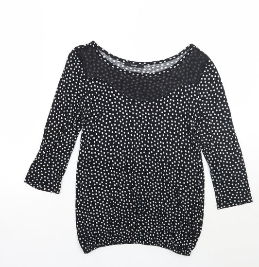 George Womens Black Polka Dot  Basic T-Shirt Size 10
