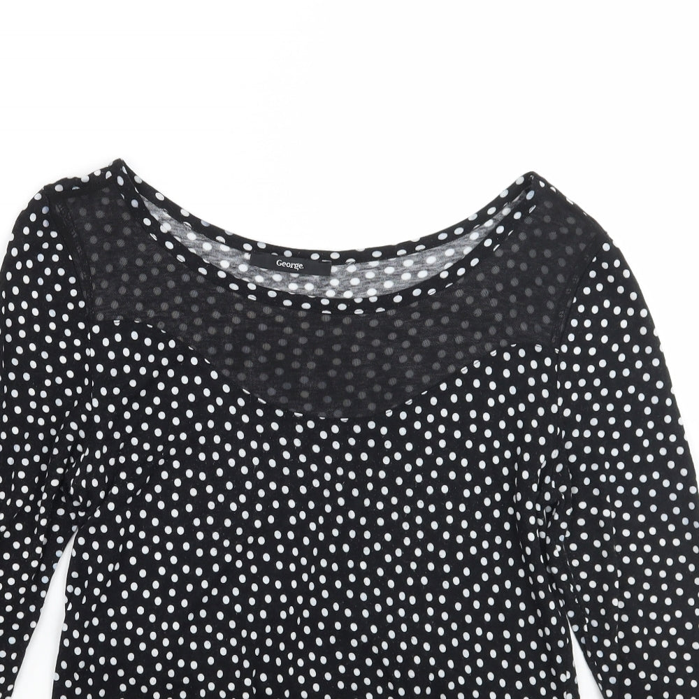 George Womens Black Polka Dot  Basic T-Shirt Size 10