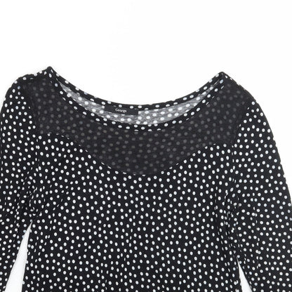 George Womens Black Polka Dot  Basic T-Shirt Size 10