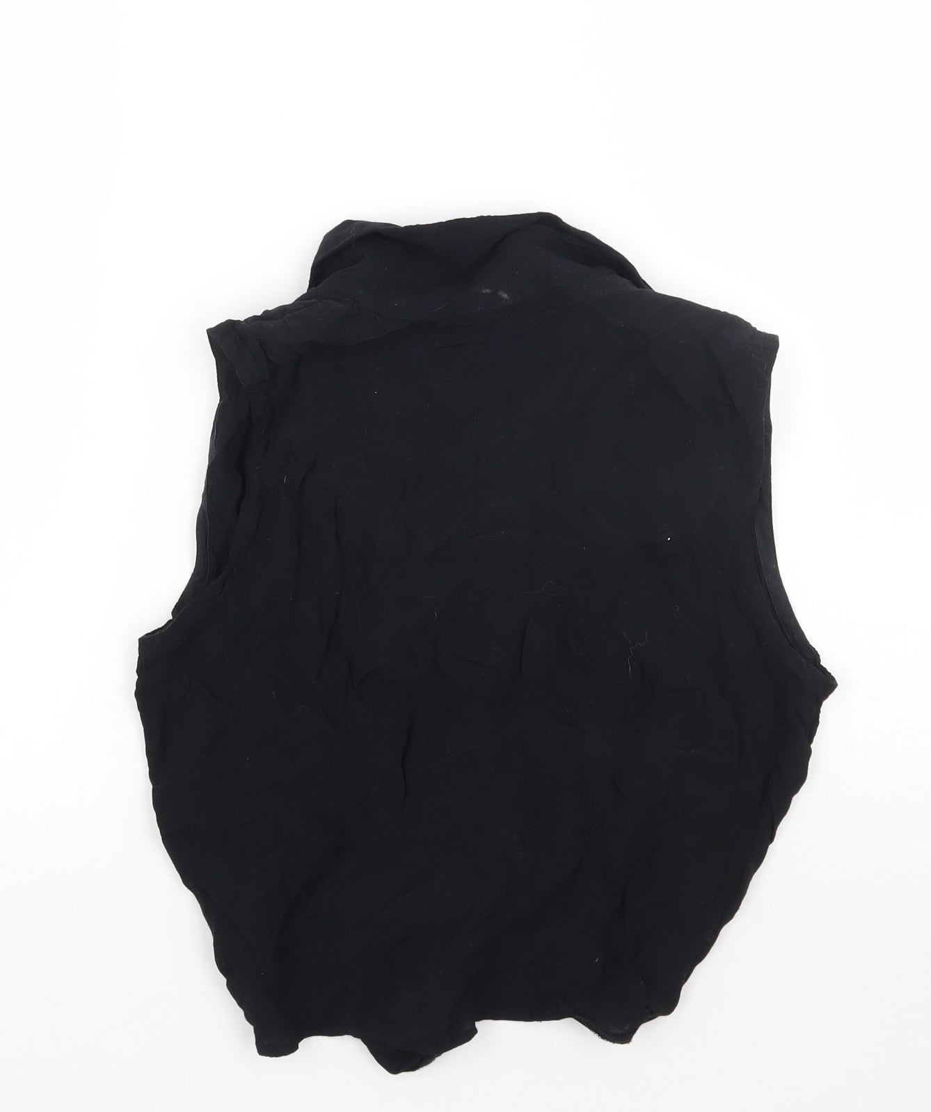Womens UK Size 12 Style Black Cropped Button-Up
