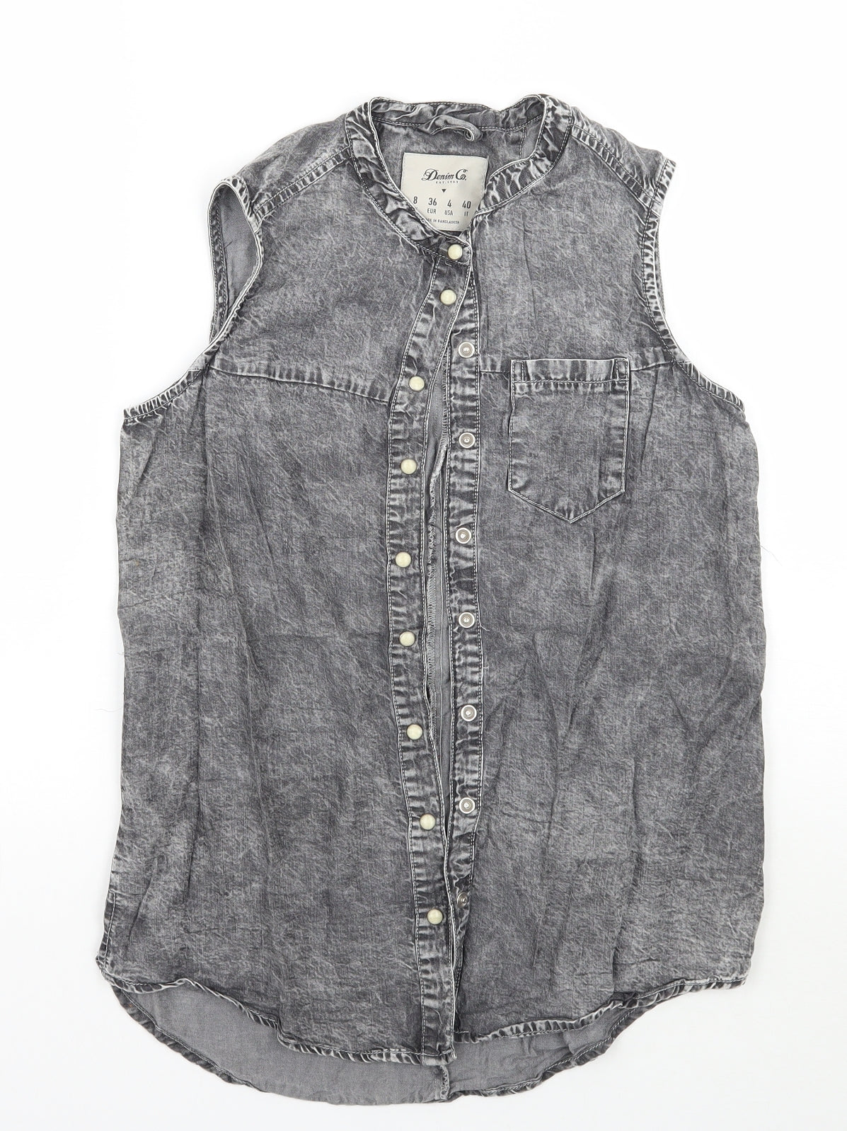 Womens UK Size 8 Denim co Grey Basic Button-Up