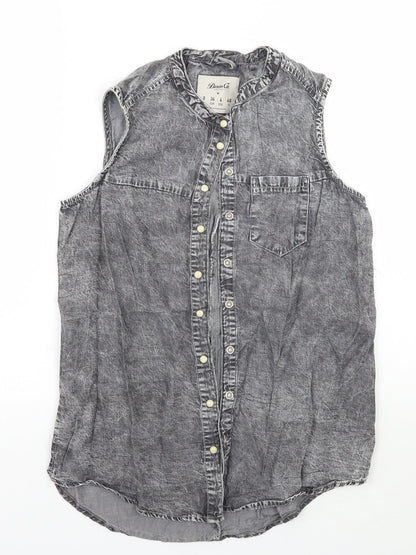Womens UK Size 8 Denim co Grey Basic Button-Up
