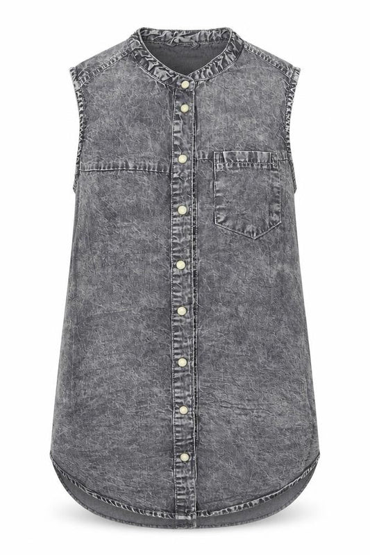 Womens UK Size 8 Denim co Grey Basic Button-Up