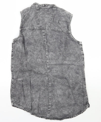 Womens UK Size 8 Denim co Grey Basic Button-Up