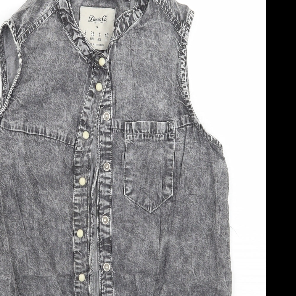 Womens UK Size 8 Denim co Grey Basic Button-Up