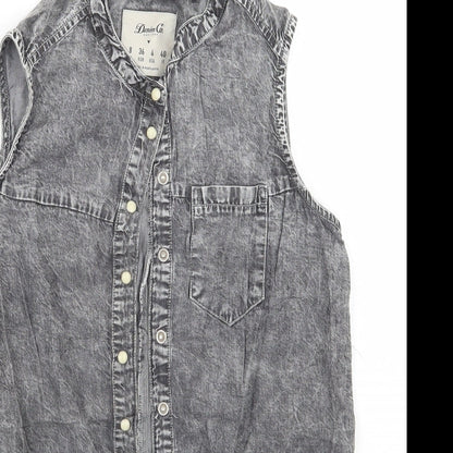 Womens UK Size 8 Denim co Grey Basic Button-Up
