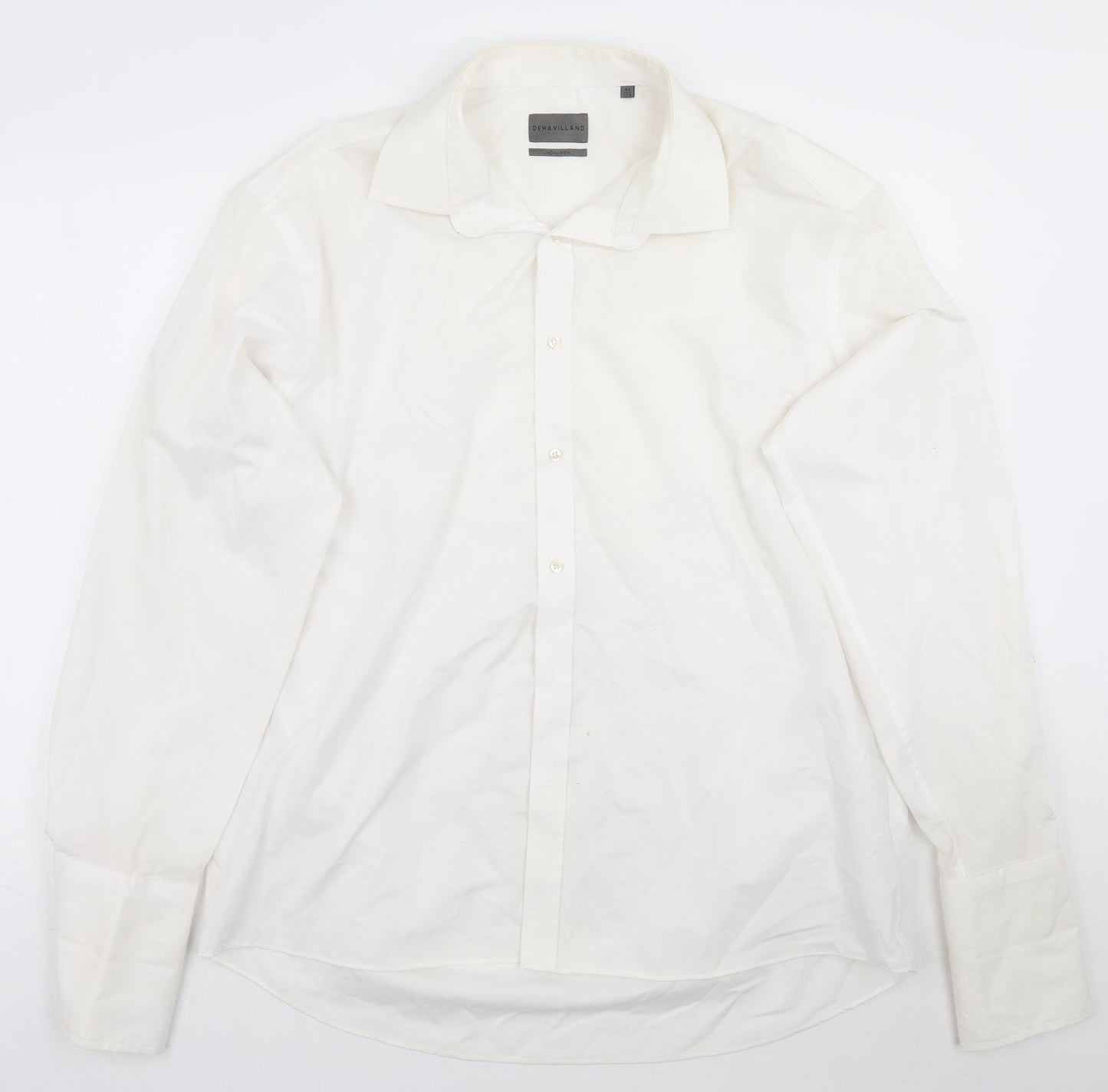 Mens UK Size 17.5 Deha Villand White  Button-Up Long Sleeve Casual Shirt