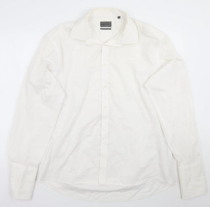 Mens UK Size 17.5 Deha Villand White  Button-Up Long Sleeve Casual Shirt