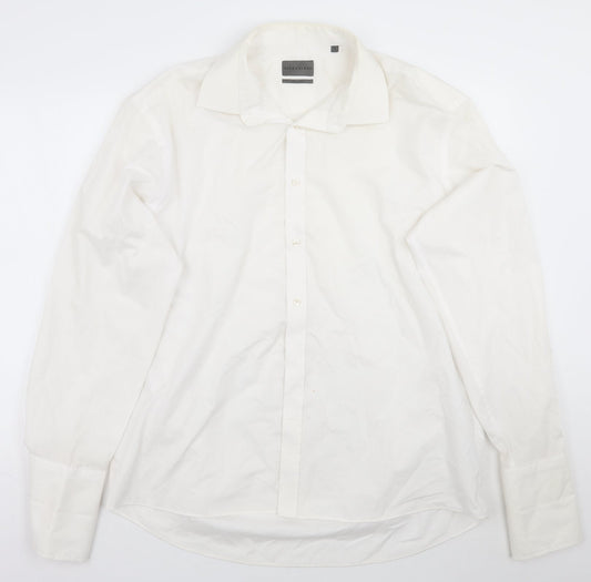 Mens UK Size 17.5 Deha Villand White  Button-Up Long Sleeve Casual Shirt