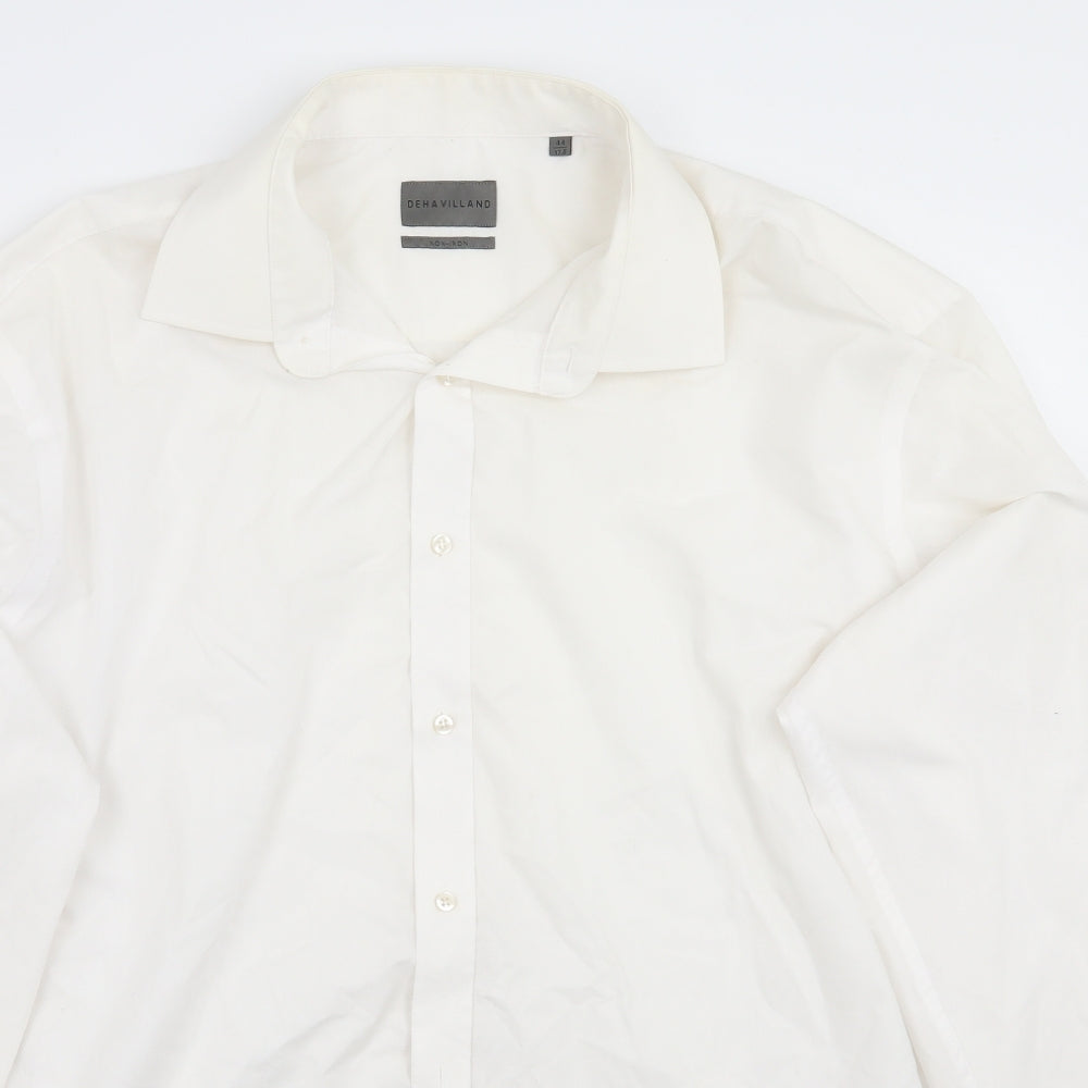 Mens UK Size 17.5 Deha Villand White  Button-Up Long Sleeve Casual Shirt