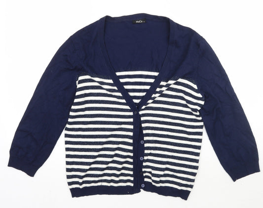 Womens UK Size M M&Co Blue Cardigan Jumper