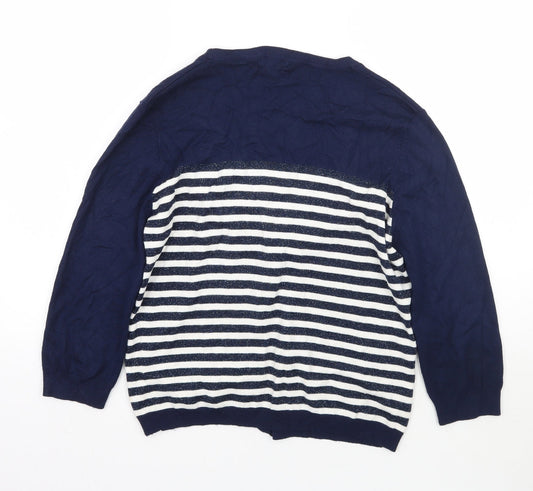 Womens UK Size M M&Co Blue Cardigan Jumper