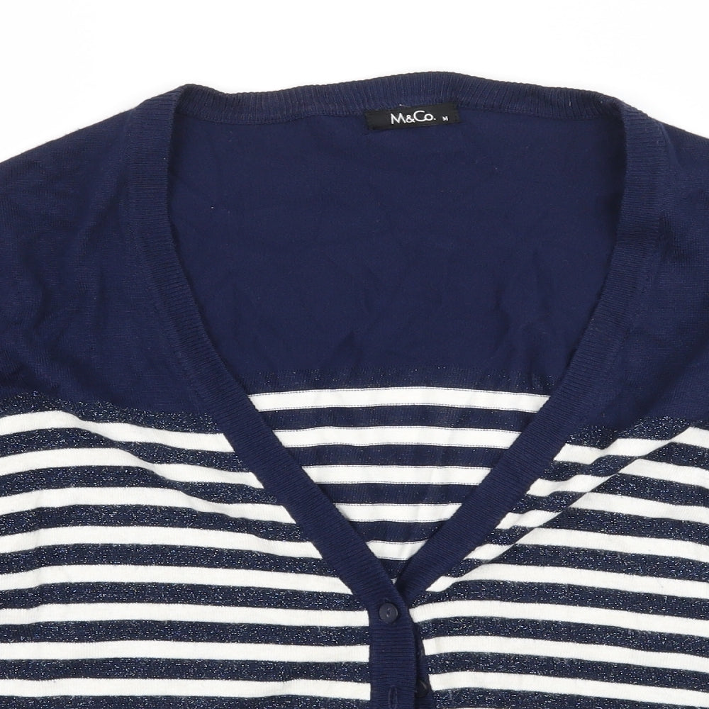 Womens UK Size M M&Co Blue Cardigan Jumper