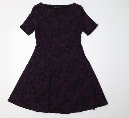 M&S Womens Purple Floral  Bodycon  Size 10